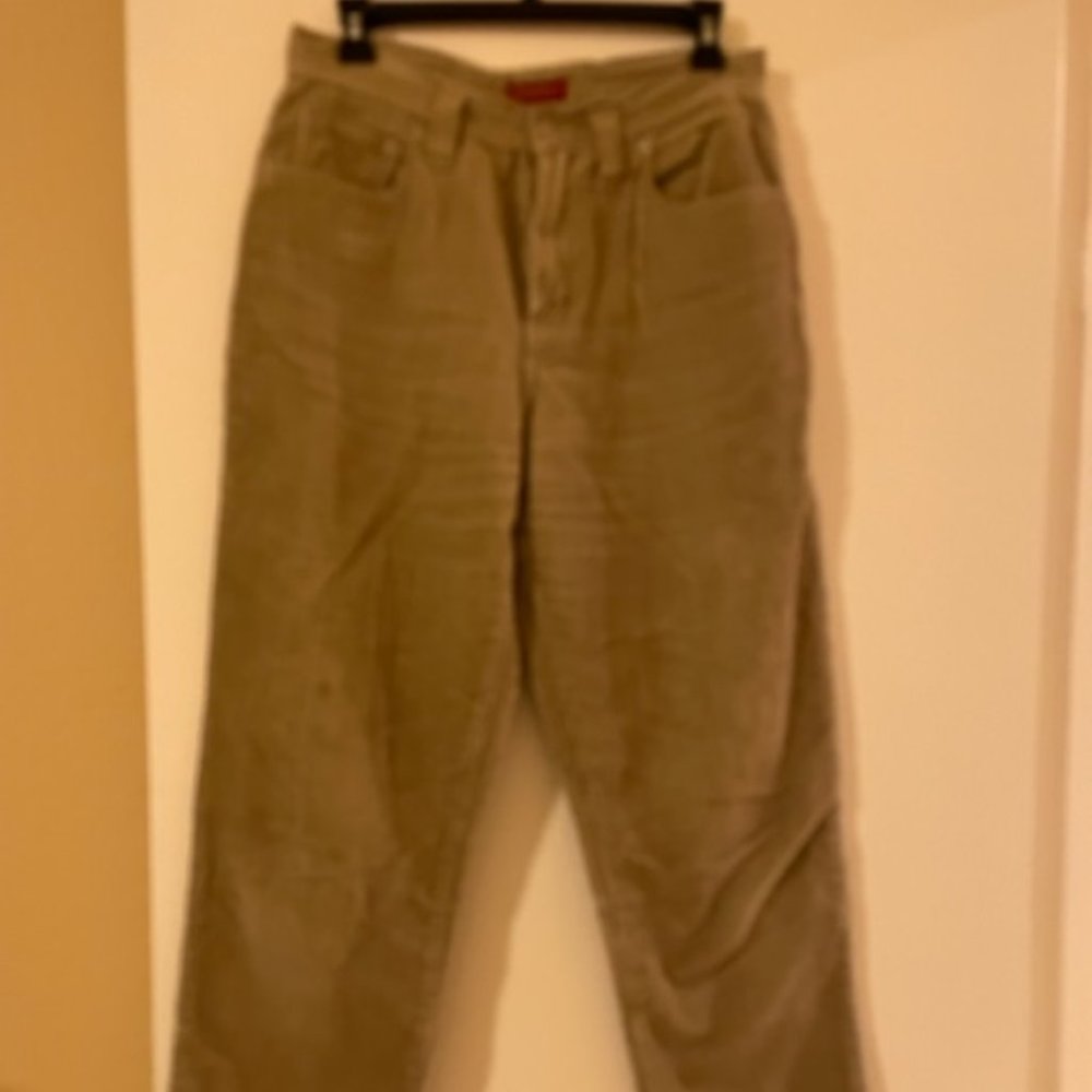 Ladies soft tan wide-wale corduroy pants, size 7